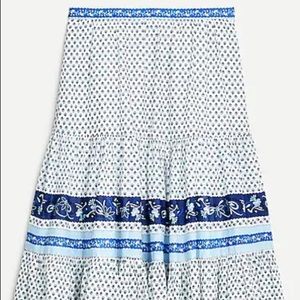 J.Crew tiered skirt in blue ribbon block print